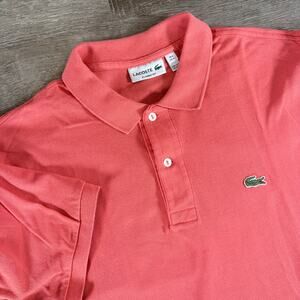 Lacoste Polo Shirt Mens Large Orange Short Sleeve Classic Fit Casual Comfort XL
